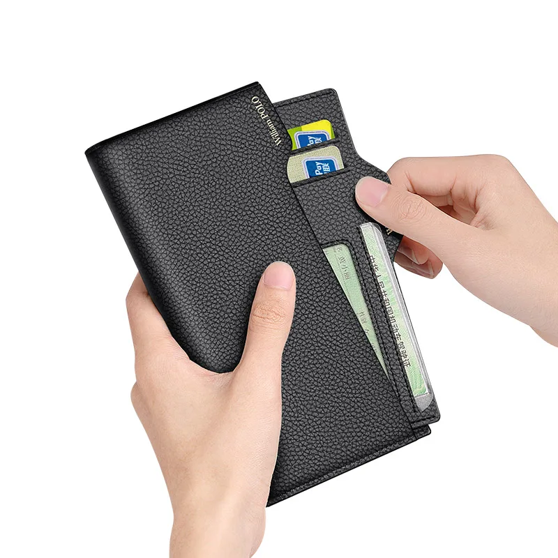New men's wallet Long leather multi-card bag Soft cowhide anti-theft brush anti-degaussing thin money clip 3