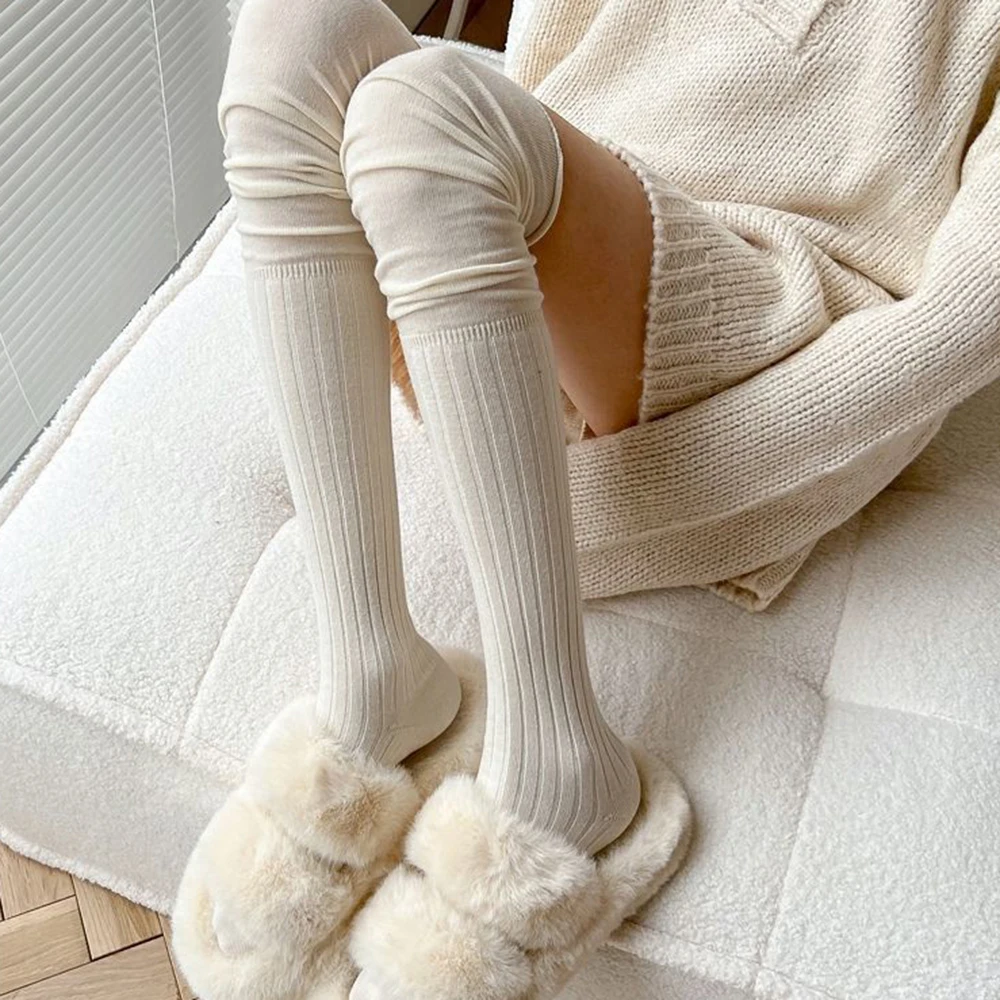 

Winter Socks Thigh High Stockings Thicken warm Women Socks Over The Knee Stockings Harajuku Solid Color Thermal Long Socks