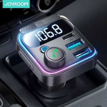 Joyroom Car Bluetooth 5.3 FM Transmitter 48W PD&QC 3.0 Car Charger Adapter Bluetooth & U Disk Dual Mics Hands-Free Calling 1