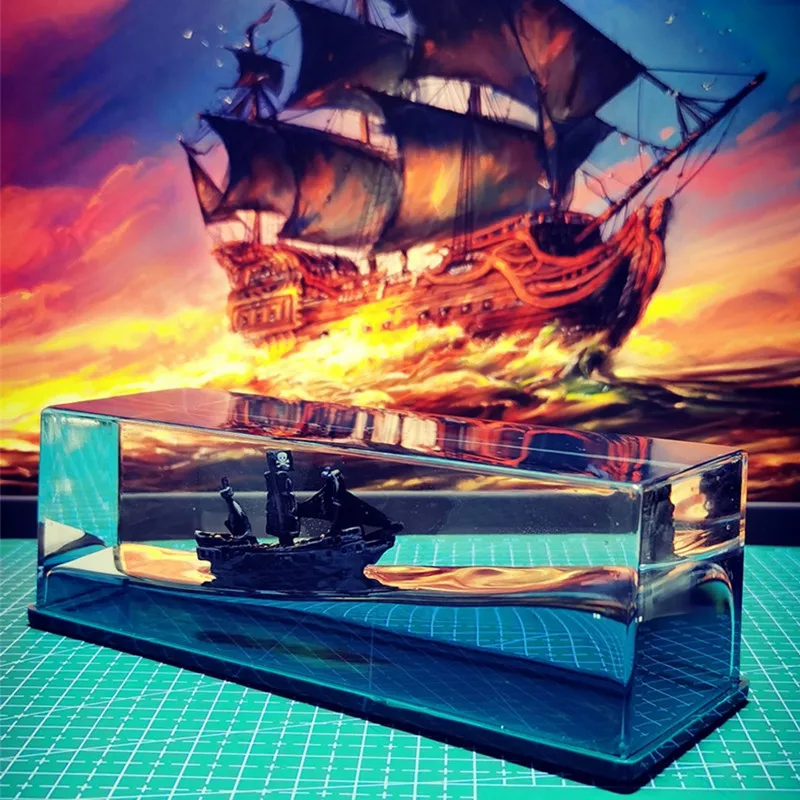 Modèle Bateau Pirate Insubmersible, Jouets dans Une Boîte Bouteille,  Décoration Bateau Croisière Wave pour Vitrines Home Decor.