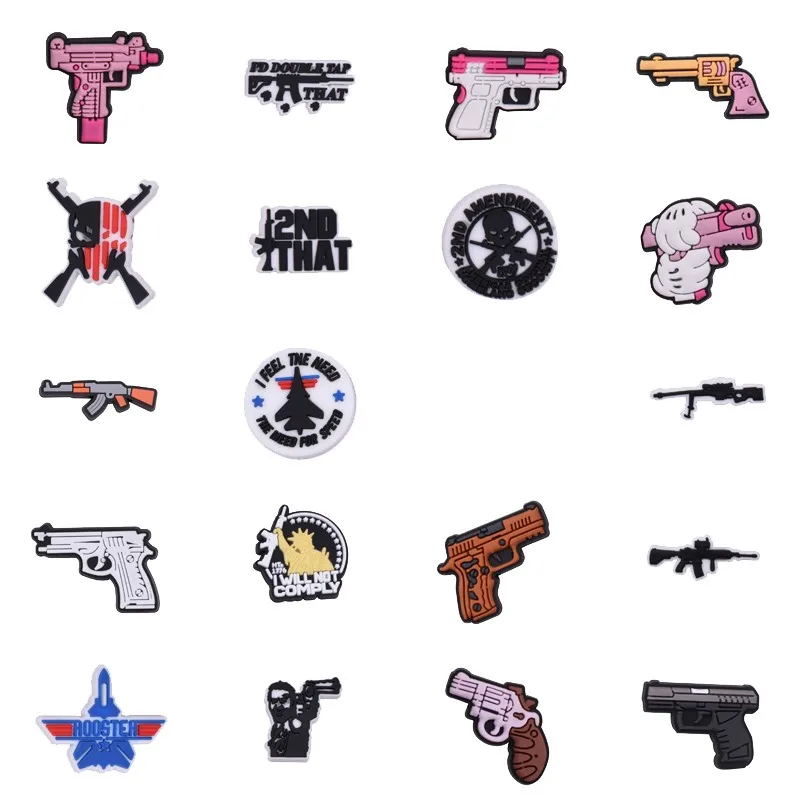 

1pcs Pins for Crocs Charms Shoes Accessories Gun Decoration Jeans Women Sandals Buckle Kids Favors Men Badges Boy Girl Gift