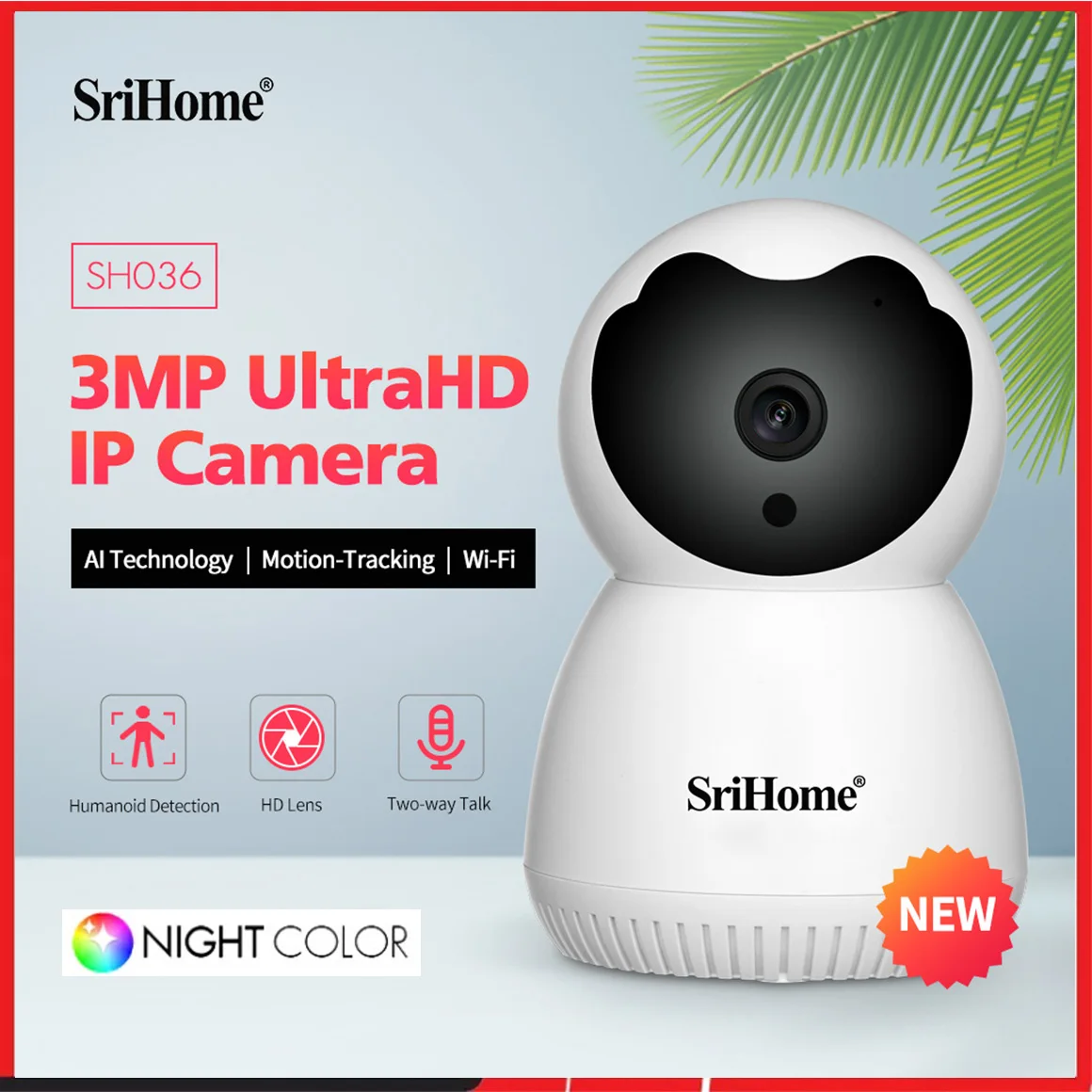 Srihome Sh036 3.0Mp Wifi Ip Camera 360 ° Mobile Remote View Cctv Camera Smart Home Visione Notturna Videosorveglianza Baby Monitor