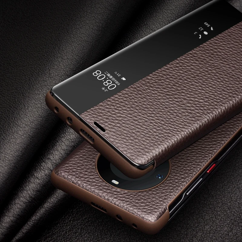 

New Qialino Genuine Leather Flip Windows Cases For Huawei Mate 60 Pro Light Phone Cover With Smart View Case For Mate60 Pro