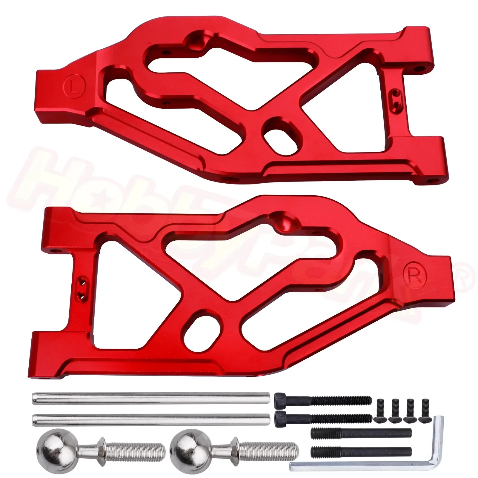 

Алюминиевые передние нижние подвесные рычаги HobbyPark для грузовика ARRMA Kraton 8S BLX масштаб 1/5 RC (1 пара), заменяет ARA330589 (красный)