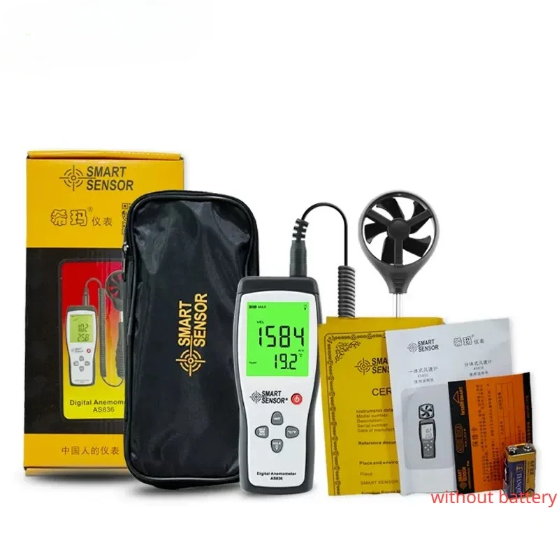 프리미엄 속도계 45m/s 온도 측정 홀드 AS836 디지털 풍속계 풍속계 게이지 진단 도구 공기 풍속 측정기