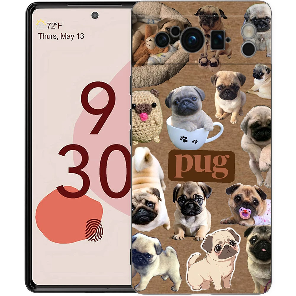 Black Pug Close-Up Soft TPU Phone Case