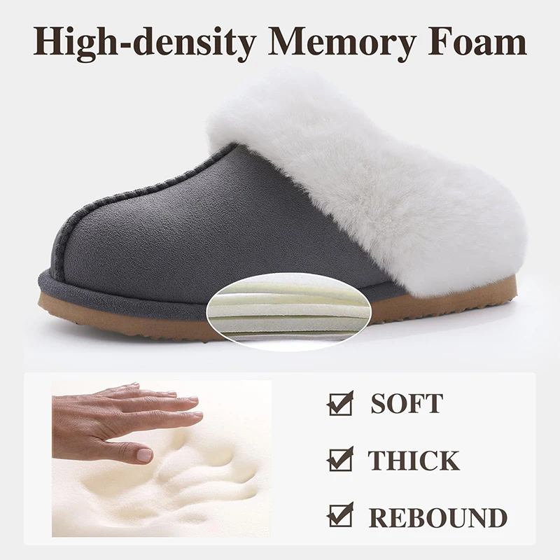 Women Fuzzy Suede Slippers Winter Indoor Outdoor