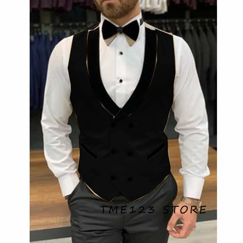 

Men's Serge Casual V-Neck Double Breasted Vest Suit Jackets Gothic Chaleco Formal Man Ambo Vests for Women Steampunk Male Gilet