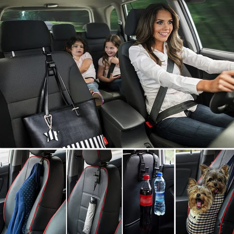Gancio per poggiatesta del sedile posteriore dell'auto con doppi ganci Appendiabi per borse Bottiglia d'acqua Piccolo gancio per auto invisibile