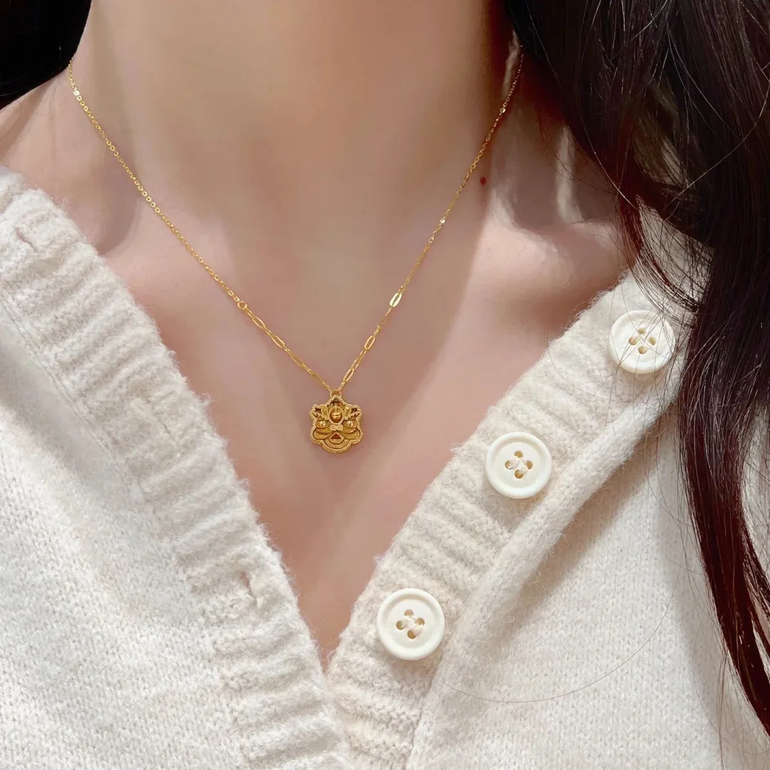 Ethnic Style Design Sense Lion Awakening Necklace Unique Necklace Auspicious Meaning Jewelry New Year's Gift for Friends Gifts