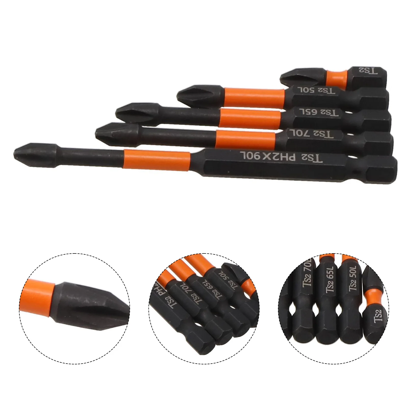

Bit Set Screwdriver Bits 1/4Inch Hex 25mm 50mm 65mm 90mm Alloy Steel Black Cross Impact Magnetic None Durable None