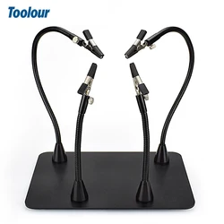 Toolour  Helping Hands Third Hand Soldering Station for PCB Holder 4 Flexible Magnetic Arms with 3X LED Magnifier Welding Tool