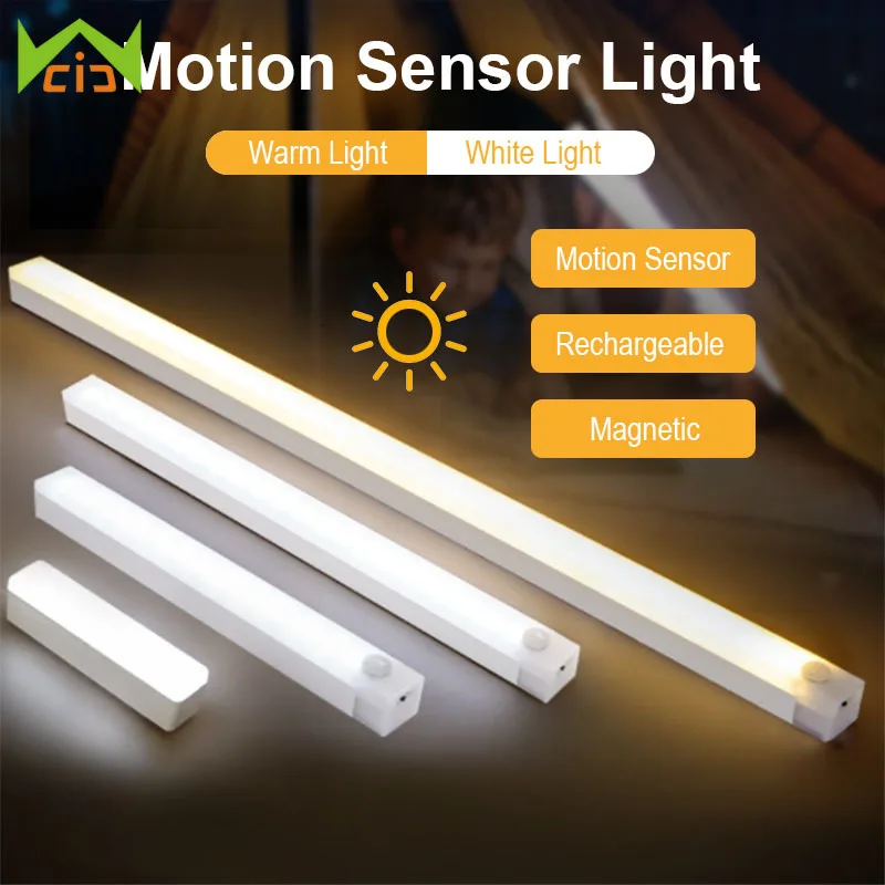 

Stick-On Wireless Motion Sensor Light Portable LED Under Cabinet Lamp Rechargeable Kitchen Cabinet Wardrobe Bedroom Night Lamp