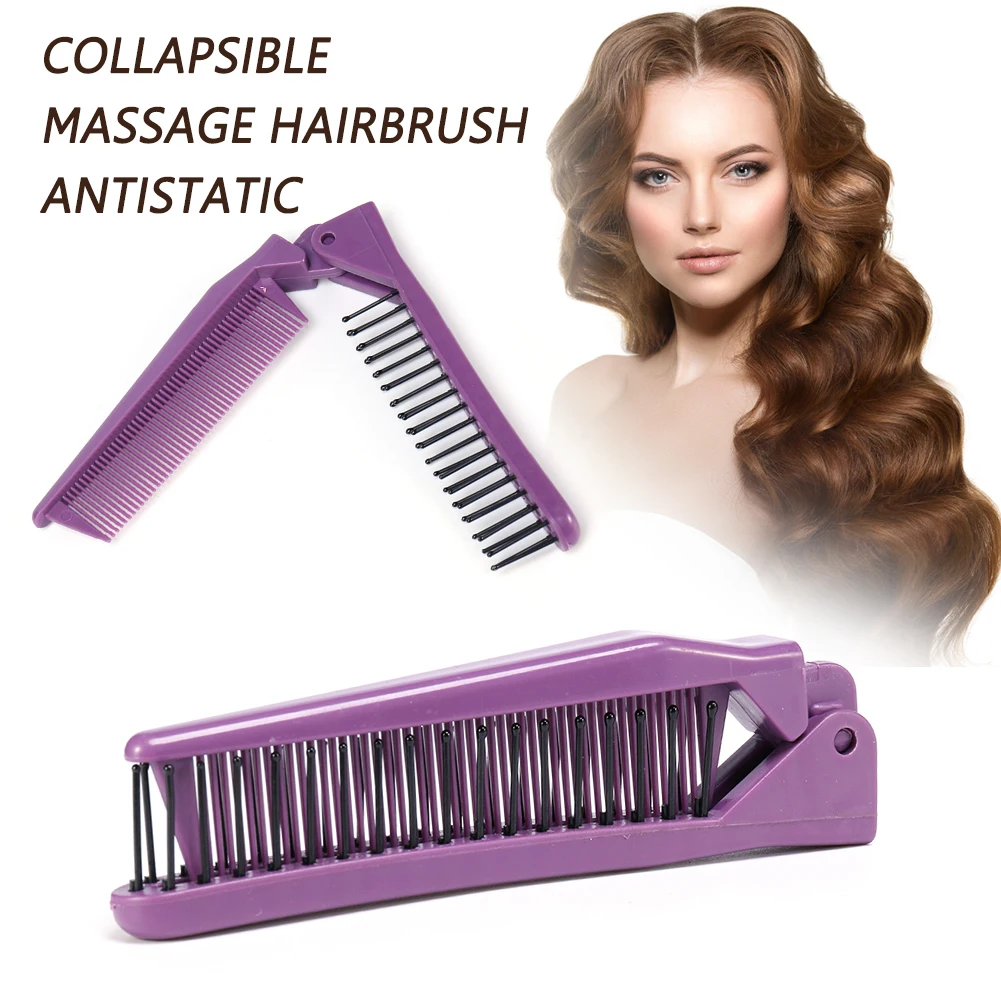 1Pcs Foldable Massage Hair Comb Portable Travel Hair Comb Anti Static Anti-tangle Brush Women Hairdressing Styling Tool 3
