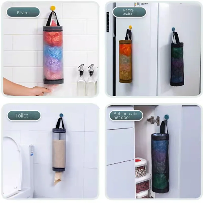 

Home Grocery Bag Holder Wall Mount Plastic Bag Holder Dispenser Hanging Storage Trash Garbage Bag Kitchen Garbage Organizer