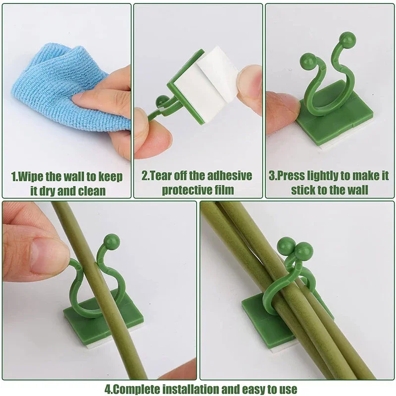 Plant Climbing Wall Fixture Clips Rattan Clamp Fixator Self-Adhesive Vine Buckle Hook Invisible Vine Binding Clip 5-50Pcs