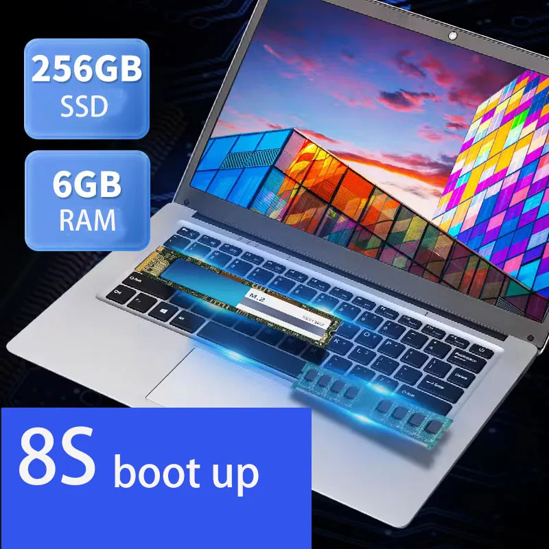 GMOLO 14inch Windows 10 Notebook Laptop 6GB RAM 64GB 128GB/256GB SSD USB 3.0 WiFi Bluetooth Camera Thin Ultrabook Cheap Netbook - Image 3