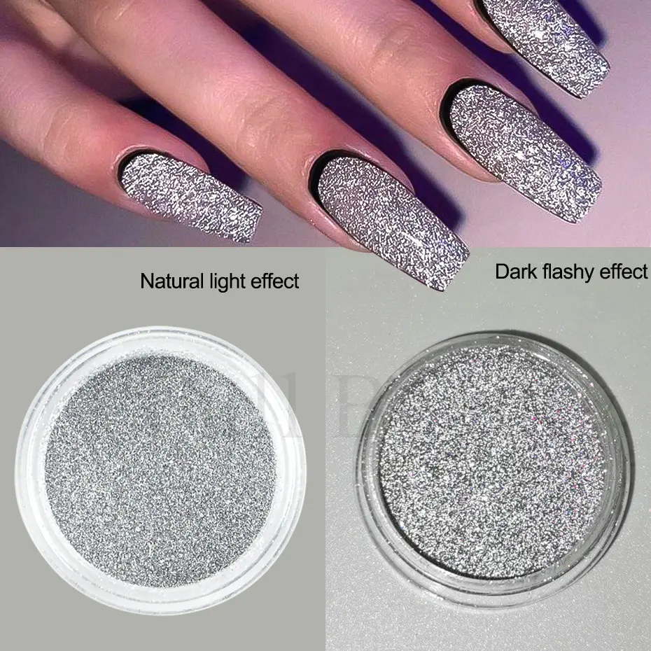 Reflective Glitter Nail Powder Dust Color-Change Holographic Crystal Diamond Chrome Pigment Dipping Powder Manicure Decoration