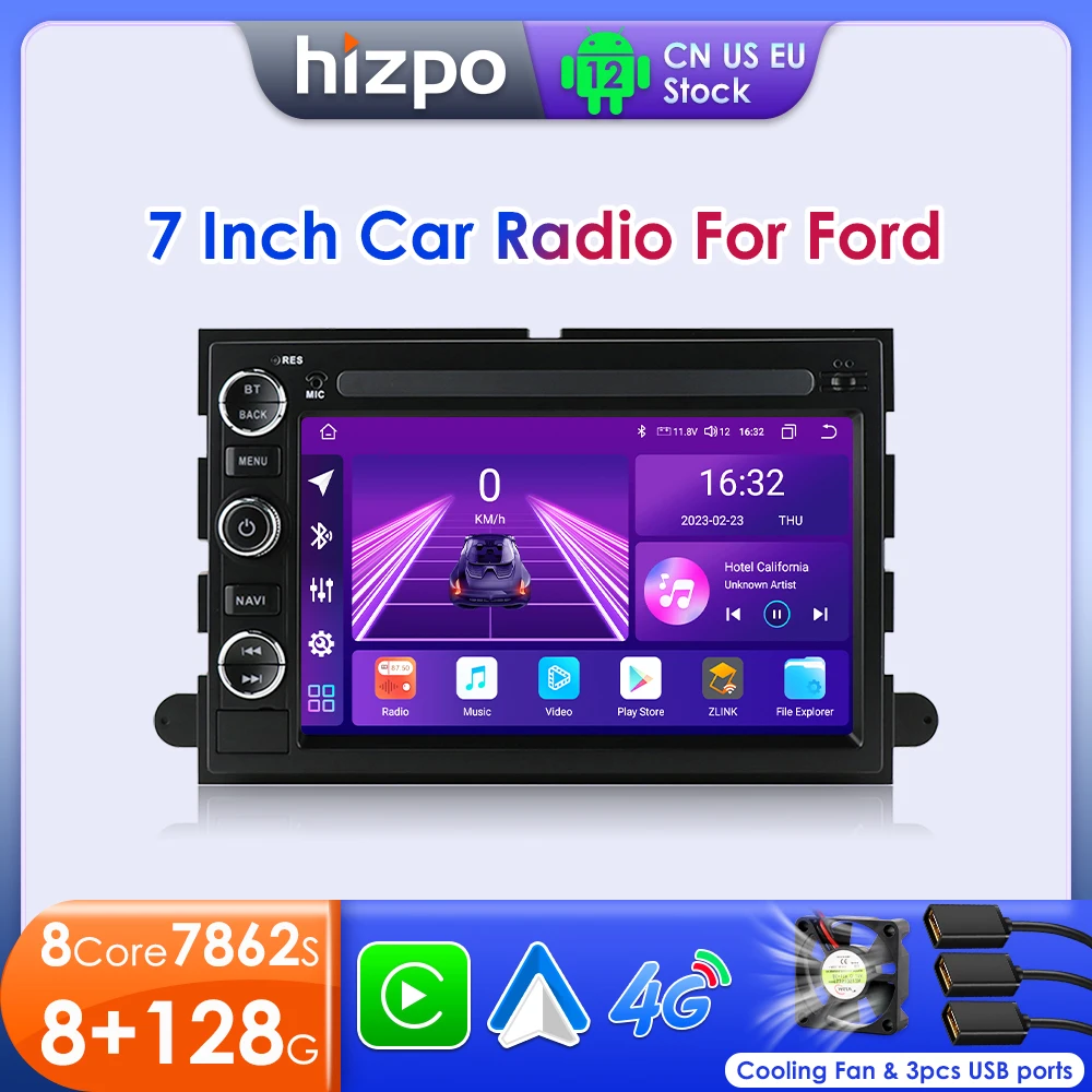 Hizpo 7 "2Din Android 12 Autoradio Gps Per Ford 500 F150 Explorer Edge Expedition Mustang Lincoln Multimedia Navi 8G + 128G Wifi