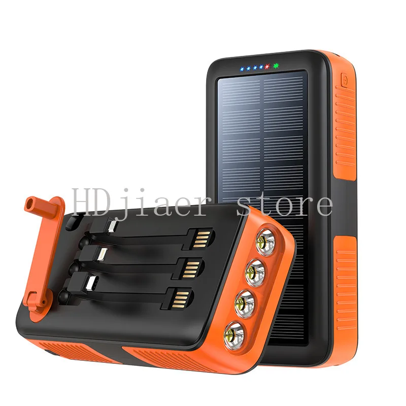 30000mAh 대용량 다기능 비상 재해 예방 핸드 크랭크 발전기 손전등 태양광 보조베터리