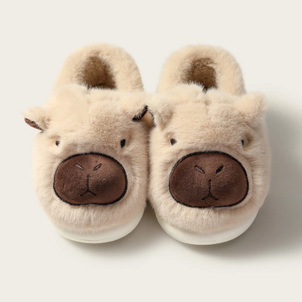 Plush Capybara Slippers Comfortable Closed Toe Slippers Non-Slip Thermal Home Slippers Fluffy Couple Slippers for Indoor Bedroom 6