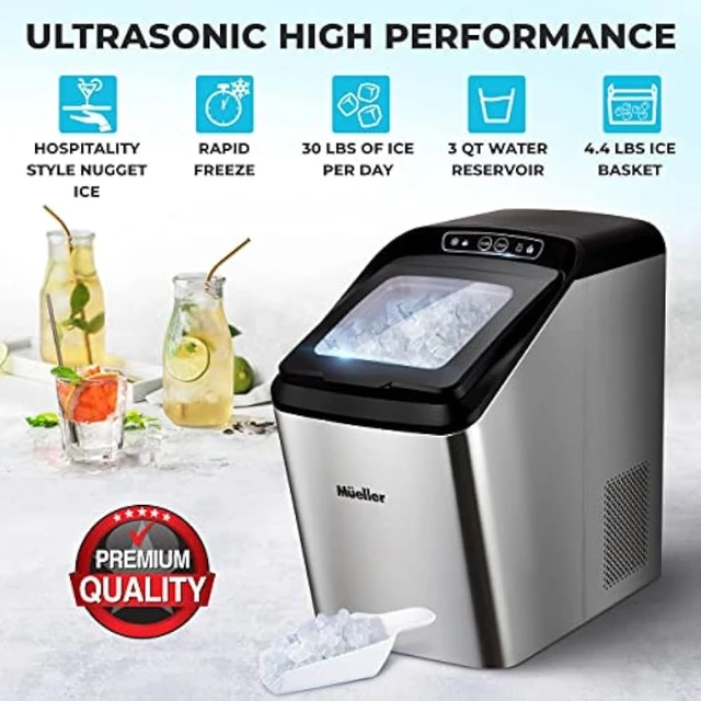 Mueller Nugget Ice Maker Machine, Quietest Heavy-Duty Countertop Ice  Machine, 30 lbs Ice per Day, Compact Portable IceCube Maker - AliExpress