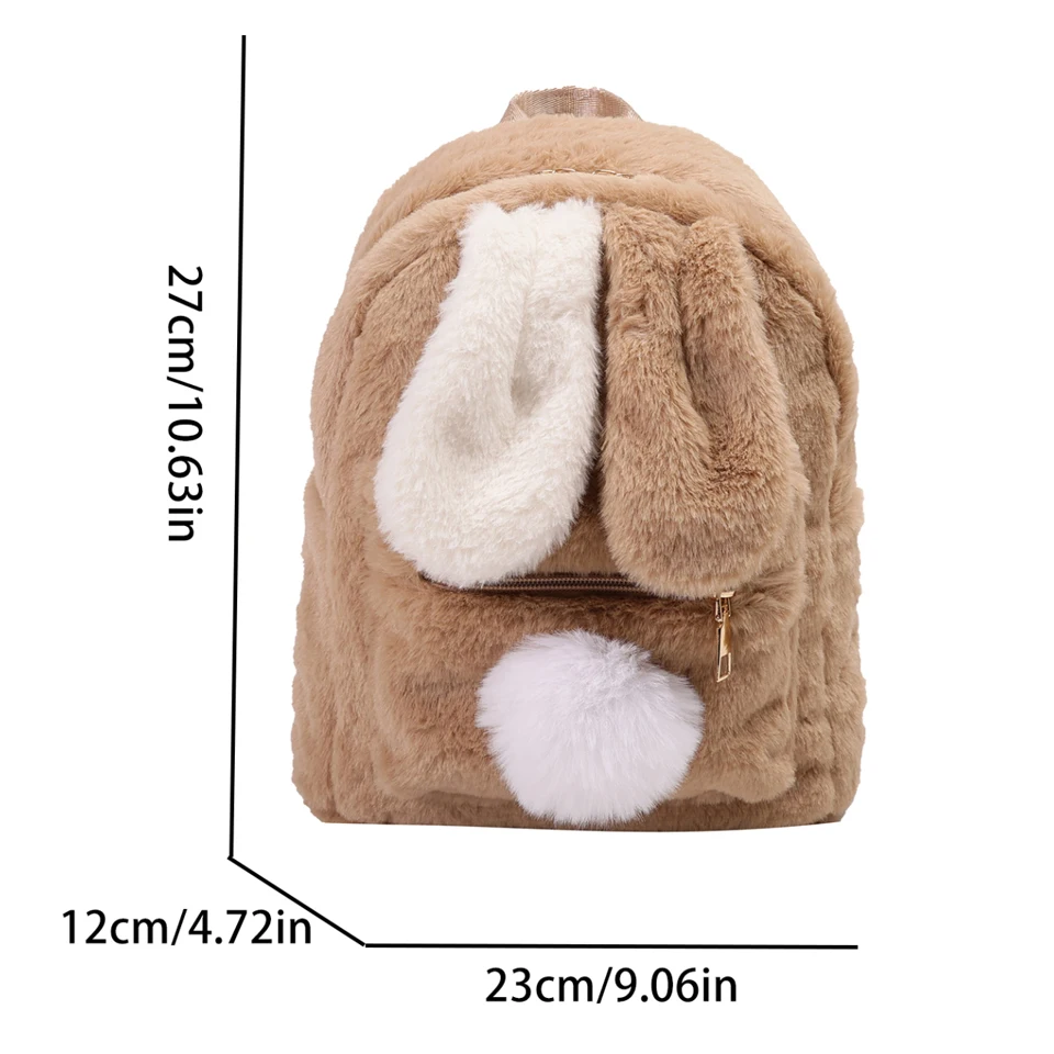 Rabbit Plush Backpacks For Women Winter Mini Fluffy Shoulders Bag Doll Knapsack Y2K Packbag Furry Rucksack Bunny Fur Mochila Ins 6