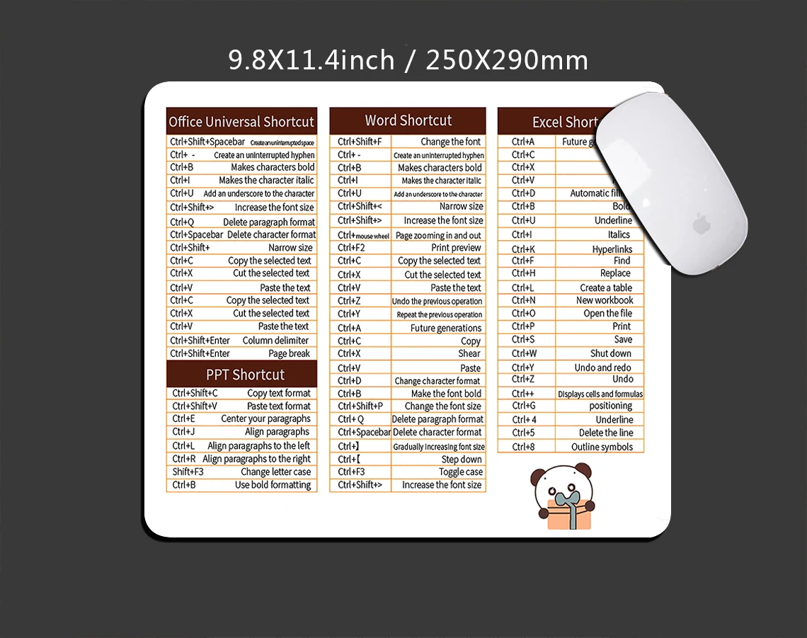 Excel Tappetino Per Mouse Con Scorciatoie - Tappetino Scrivania Con Suggerimenti Per Tastiera, Formato Generoso - 5