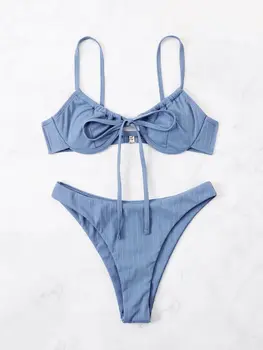 2026 Push Up Bikini Women Tie Front Swimsuit Sexy Underwire Swimwear Female Bathers Bathing Swimming Swim Suit Summer Beachwear