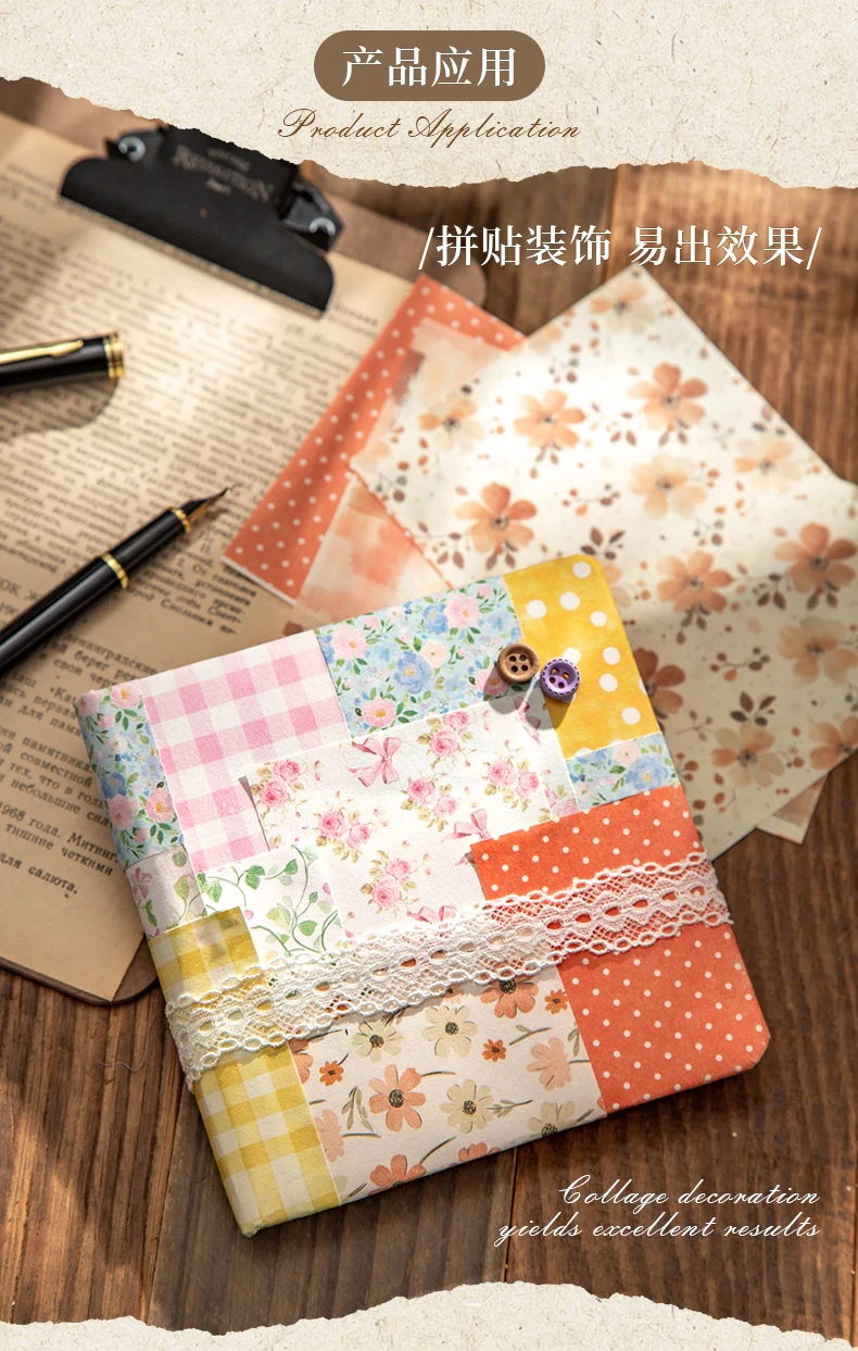 50 Blatt Vintage Blumenmuster Materialien Papier DIY Scrapbooking Dekor Bastelpapier Collage Junk Journal Ästhetik Briefpapier – Detail 11
