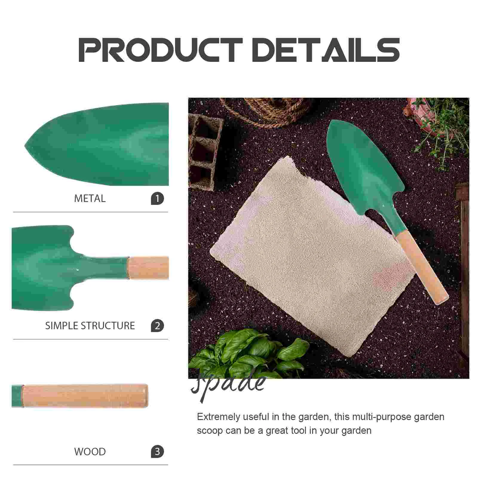 Metal Handheld Trowel Homegrown Gardening Tool Flowerpot Break Spade Scoop for Garden Plant 2Pcs