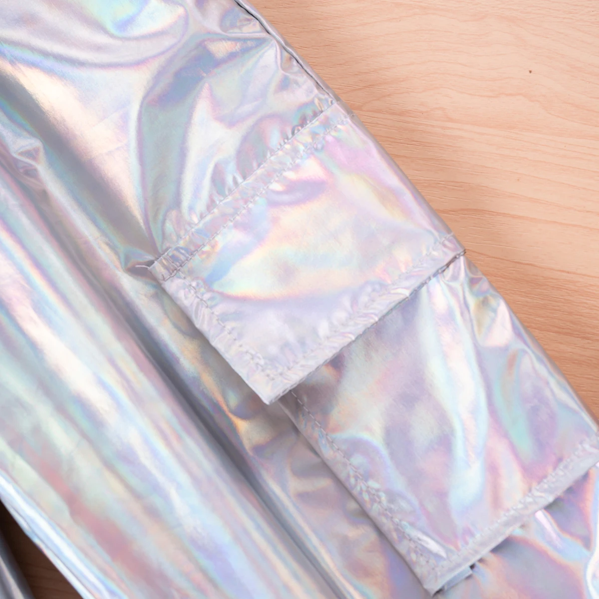Spring and Autumn Unisex Suit Dazzle Children's Clothing Cool Silver Two Piece Zip Jacket Top + Trousers Trendy and Cool 4