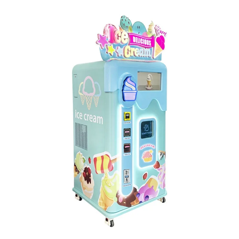 28L/H  Business Fully Automatic Soft Ice Cream Vending Machine Making Ice Cream Machine For Shopping Mall  27 Inch Touch Screen 4