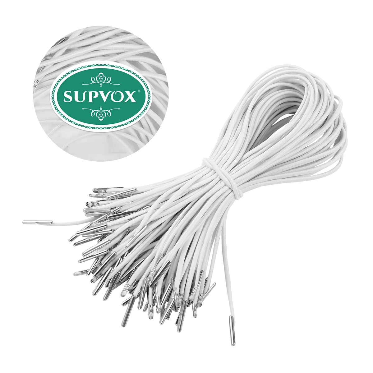 SUPVOX 마스크 제작용 금속 가시 패스너가 있는 탄성 가시 코드, 탄성 루프 스트레치 라운드 스트링, 50 개