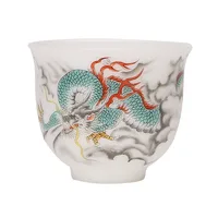 Ustensiles à thé en porcelaine de Jade glacé, tasse à thé douze zodiaques, bol à thé Kung Fu chinois de 130ml, tasse à café expresso à motif Animal créatif 5