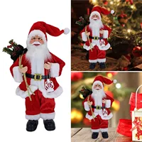 Christmas Sitting Standing Santa Claus Figurines Doll Cute 12inch Xmas Tree Party Ornament Table Office Fireplace Home Decor 2