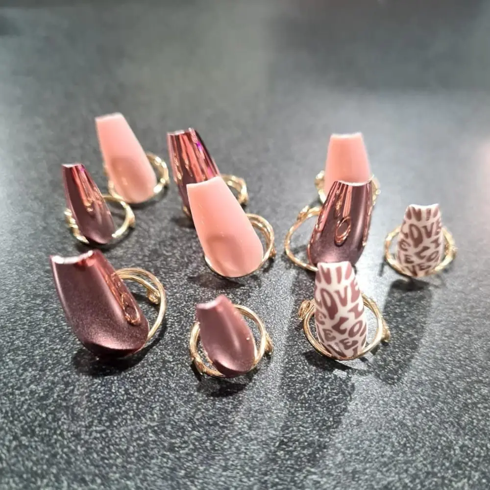 for False Nail Nail Rings Reusable Removable Fingertip Nail Rings Silver Color Nail Art Decoration Phalanx Ring Girls