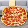 1pc Ham Pizza Print Blanket, Funny Food Flannel Round Blanket, Soft Warm Throw Blanket Nap Blanket For Couch Sofa 1