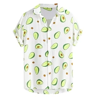 Unisex Summer Avocado 3D Printed Shirt For Men Casual Loose Tropical Hawaiian Short Sleeve Shirt High Quality Button Up Top 2