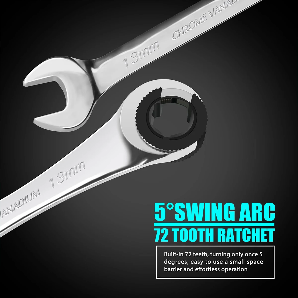 TopHomer 13mm Tubing Ratelsleutel Ratchet Dubbele Open End Flare Moer Wrench Chrome Vanadium Staal Vaste Hoofd Ratelsleutel