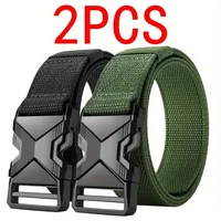 2PC Men Belt Army Outdoor Hunting Tactical Outdoor Mountaineering Multifunctional Tactical Nylon Canvas Woven Trouser Belt 6