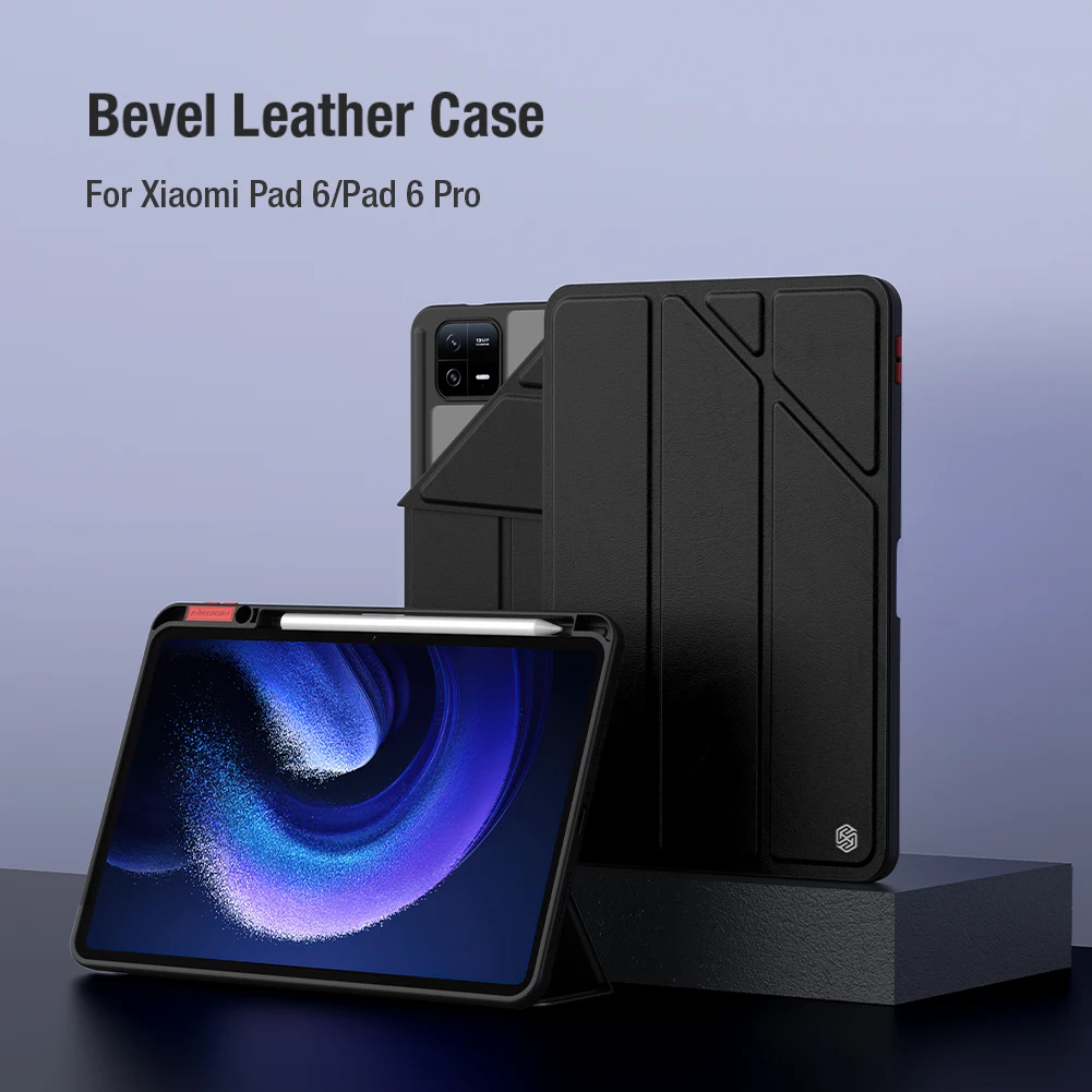 

Конический кожаный чехол Nillkin для Xiaomi Pad 6/Pro, 11 дюймов, прозрачный чехол из ТПУ и поликарбоната с автоматическим пробуждением/спящим режимом, складной держатель-подставка для карандашей