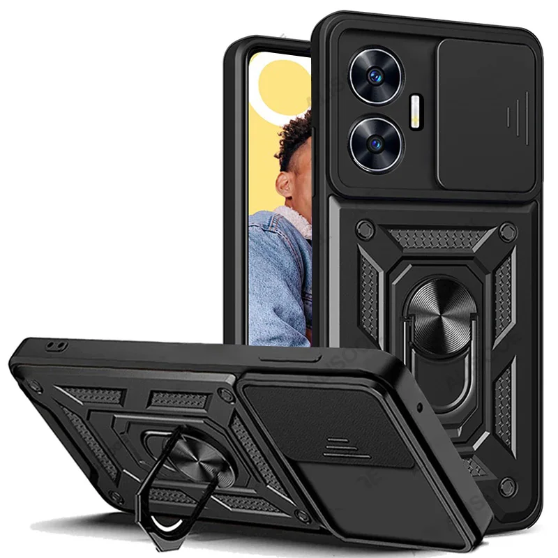 Shockproof Armor Phone Case with Car Holder and Camera Lens Protection