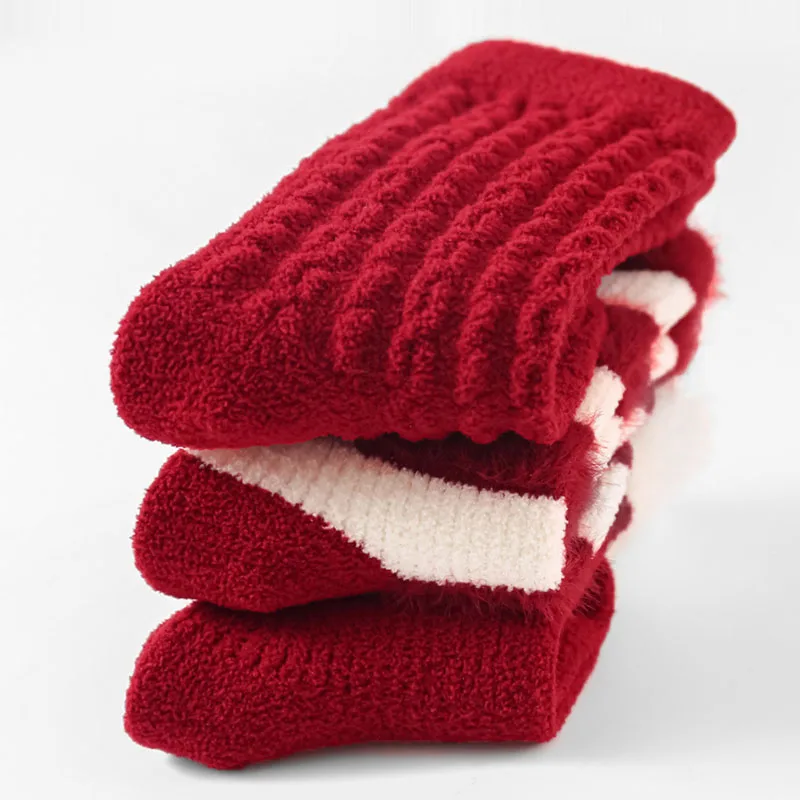 Warm Fleece Padded Stripe Socks for Kids Girls