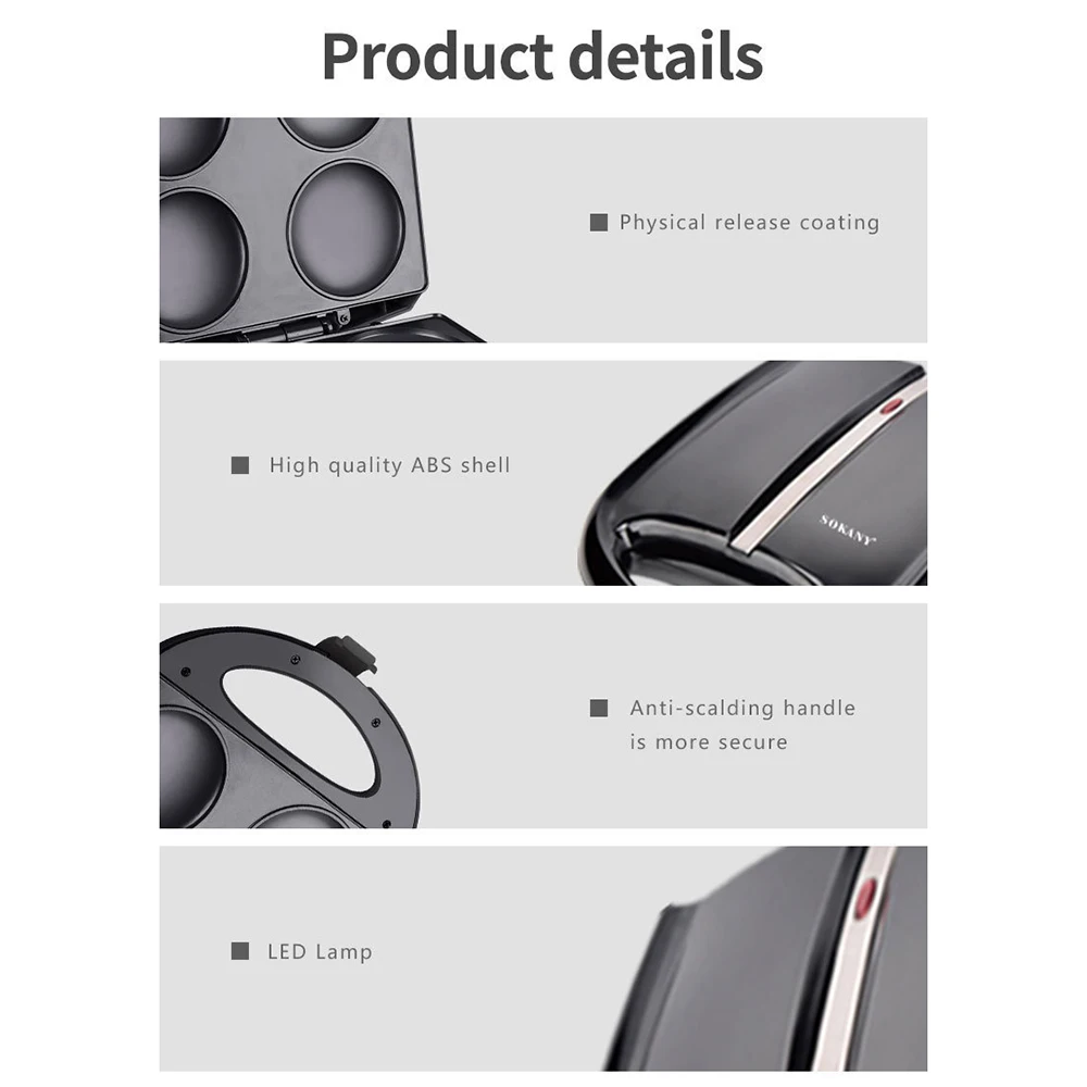 1400W Double-sided Heating Waffle Pizza Sandwich Maker Electric Baking Pan Pancake Machine Non Stick Coating Breakfast Machine