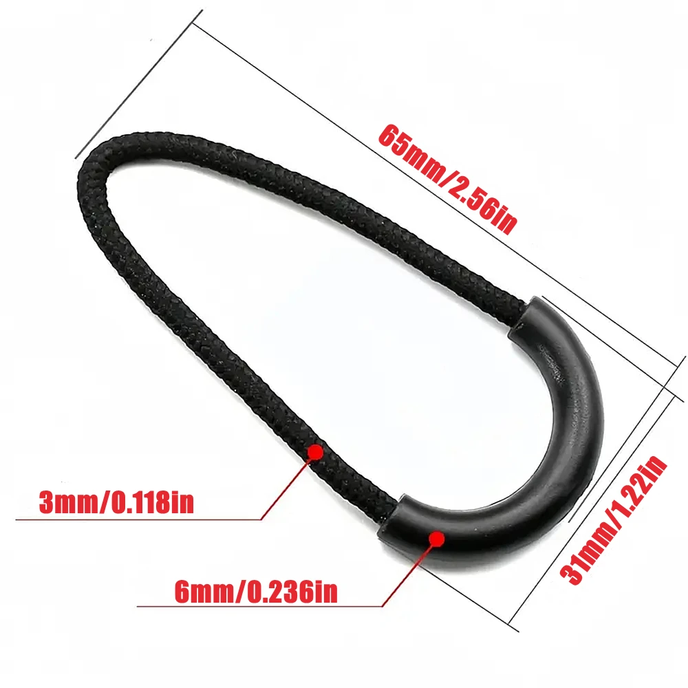 10 teile/paket Reiß verschluss zieht Kordel enden Riemen Lariat schwarz für Bekleidungs zubehör – Detail 7
