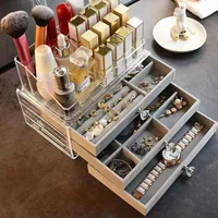 New upgrade Velvet Acrylic Jewelry Organizer with 3 Drawer Stackable Display Storage Earrings Necklace Bracelets Box Holder Case 1