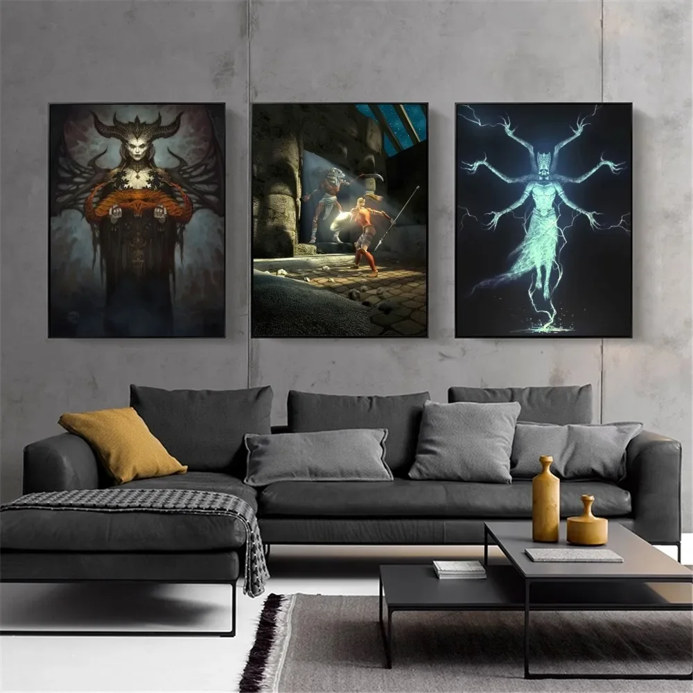 Diablo Iv Hd Game Poster Kraft Club Bar Paper Vintage Poster Wall Art Painting Camera Da Letto Studio Big Szie Wall Painting Stickers