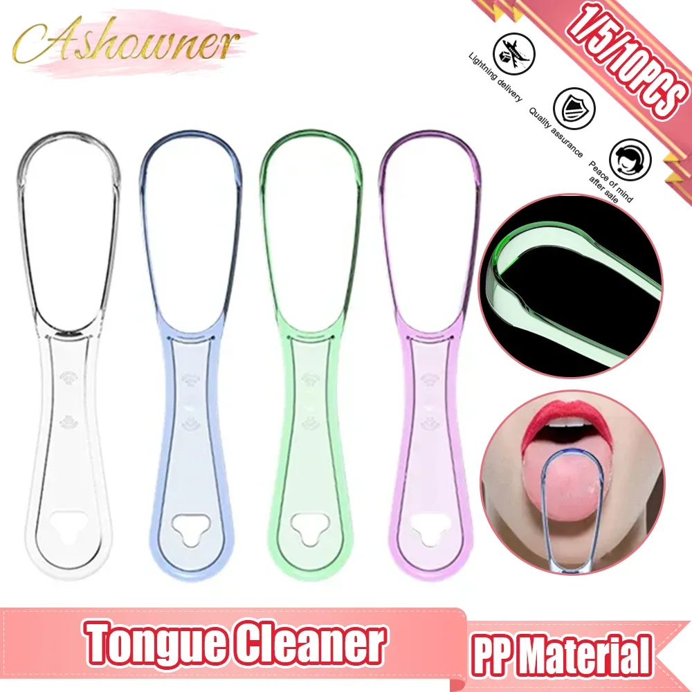

Ashowner Tongue Scraper Tongue Cleaner Bad Breath Removal Fresh Breath Cleaning Coated Tongue Scarper Brush Oral Care Tools
