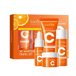 4 - Piece Portable Vitamin C Hydrating Travel Skincare Set: Cleanser, Toner, Essence, and Cream (WHITE)